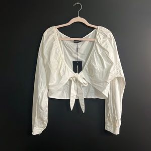 Tie Front Ruched Blouse